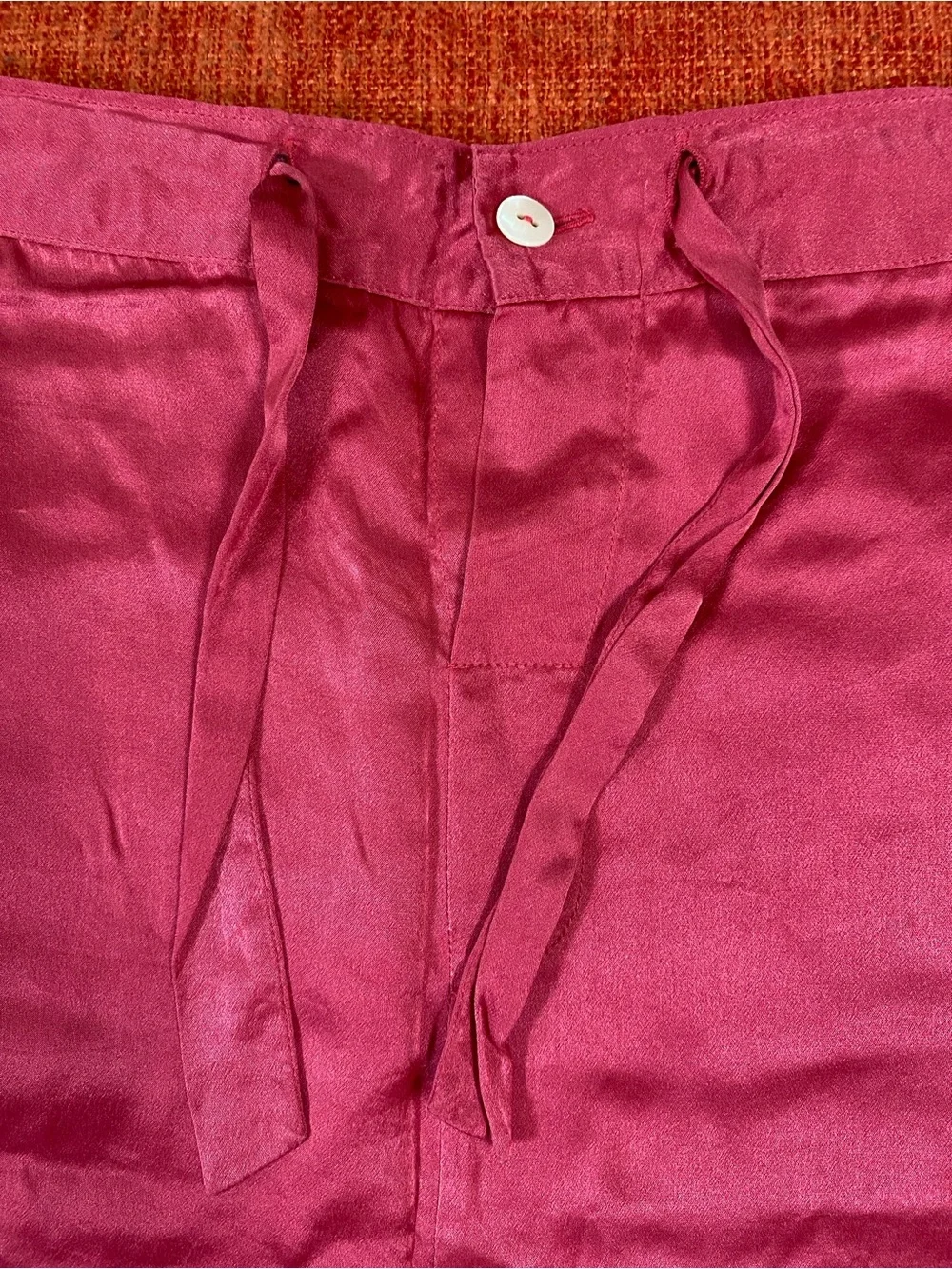 VTG Nordstroms Lingerie Rose Pink Silk Pajamas Set Top Pants Bottoms